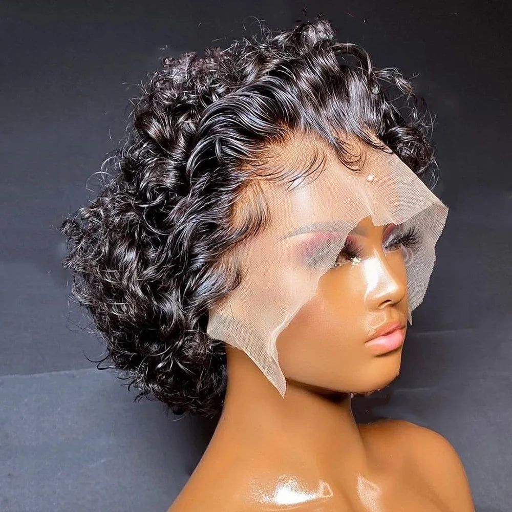 Ombre 1B/27 Pixie Cut Wigs Human Hair Short Curly Lace Front Brazilian