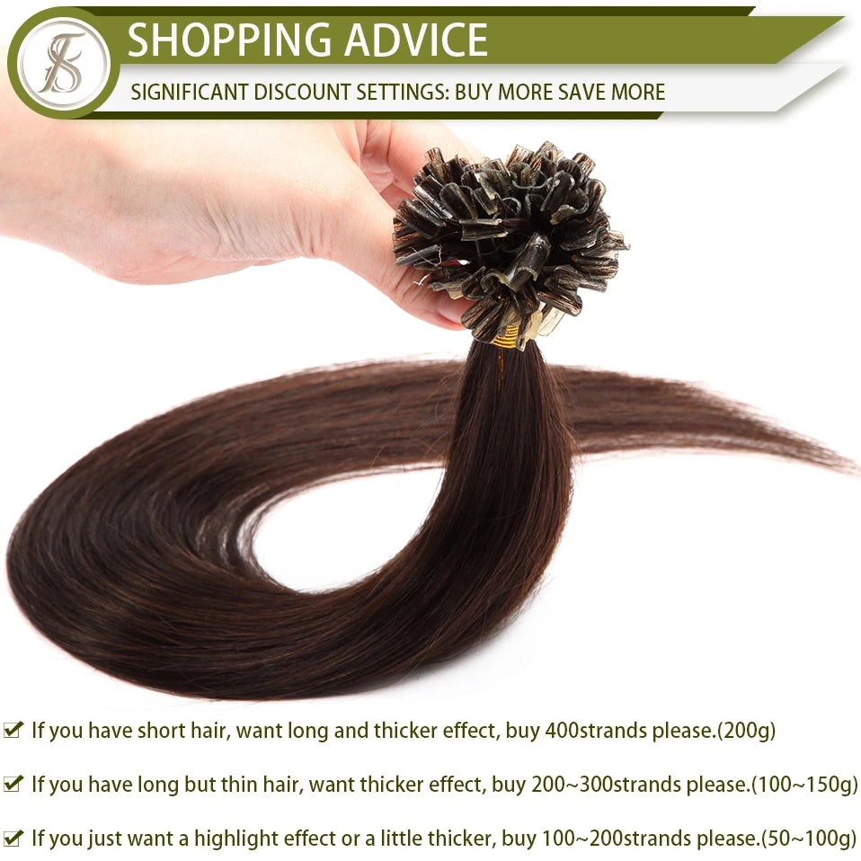 U Tip Hair Extensions 50g Microlink Keratin Fusion Human Capsule Pre Bonded