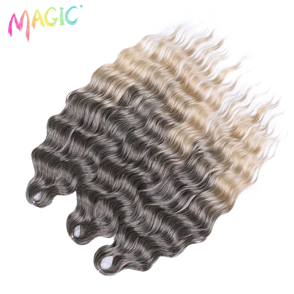 Water Wave Braiding Hair Extensions Ombre Blonde Deep Afro Curl Twist Crochet