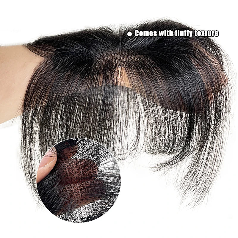 Full Human Hair Forehead Hairpieces Clip in Bangs Temple Fringe Fake Extensions
