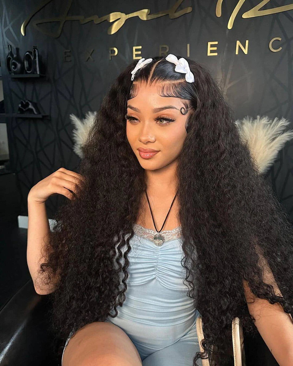13x6 HD Transparent Lace Front Human Hair Wigs Raw Indian Water Curly