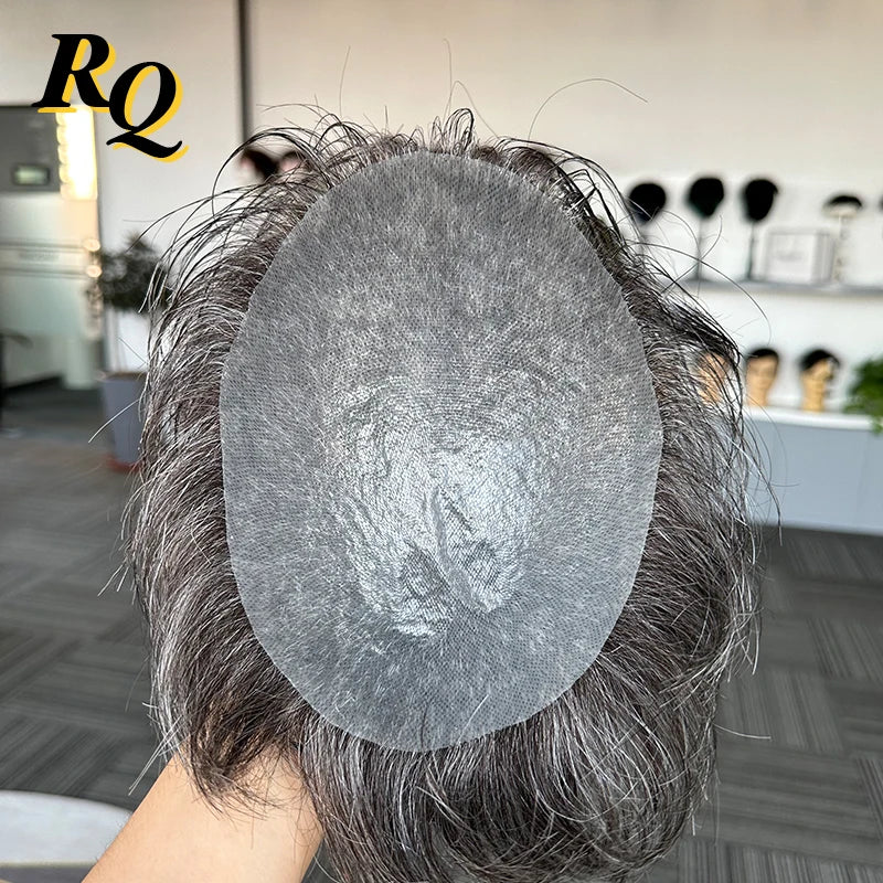 Curly Pre-Styled Men's Toupee, Thin Skin 0.04mm, Hair Replacement System