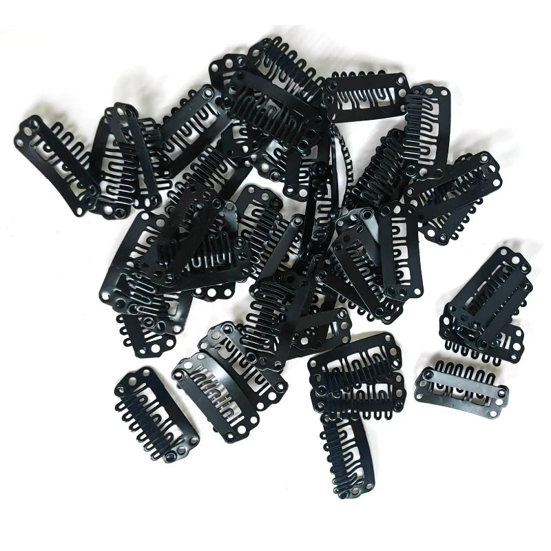 2.3cm-3.6cm Black Brown Color Wig Clips Snap Hair Extension Weft Pp Hairpins