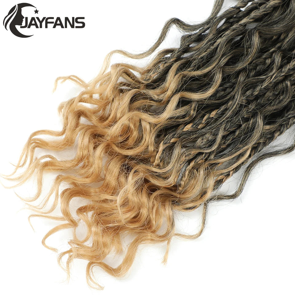 Boho Box Braids Crochet Synthetic Hair Goddess Curly Ends Bohomian