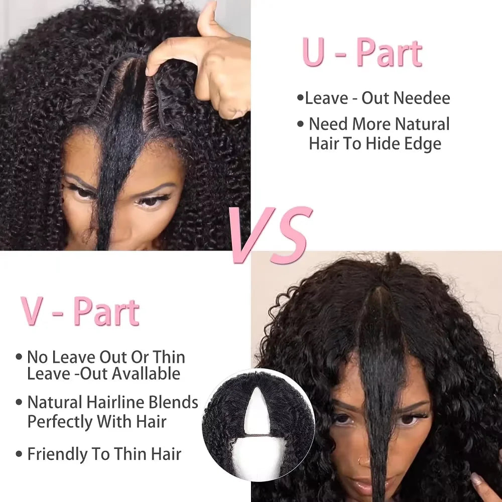 Long Kinky Straight Drawstring U Part Wigs Human Hair V Yaki Full