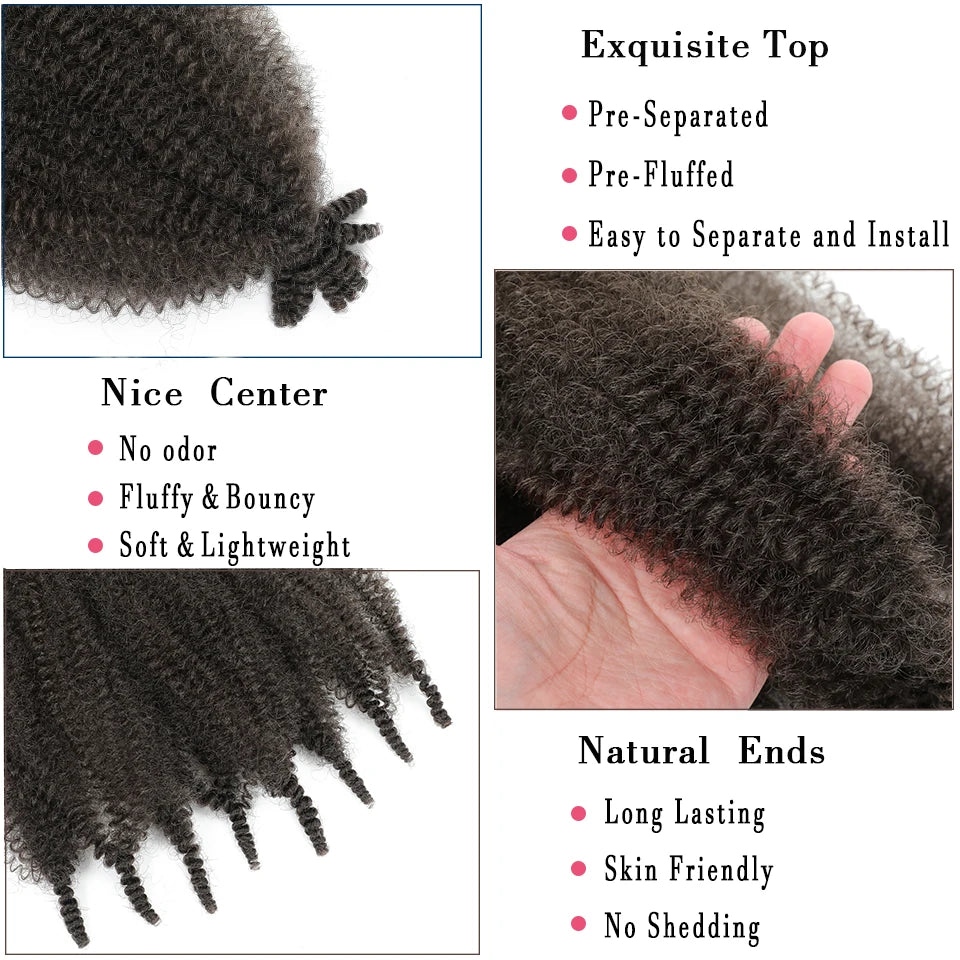 1-8 Packs Afro Twist Springy Marley Braiding Hair Pre-separated Kinkys Bulk Locs