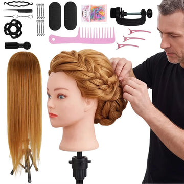 Mannequin Head Hair with Stand 26" Makeup Head | Cosmetology Manikin Doll Head for Hair Styling, Hairdressing Training Head