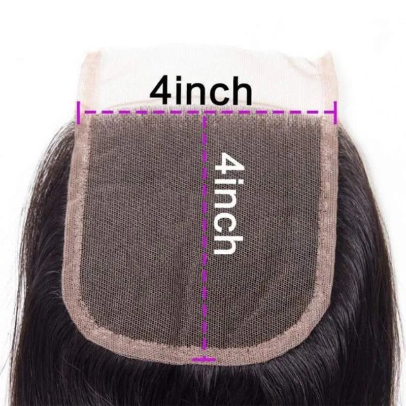 Water Wave Human Hair 4x4 Transparent Lace Closure Natural Color 150% Density 10-20 Inch Indian Virgin Hair Full End Pre-Plucked