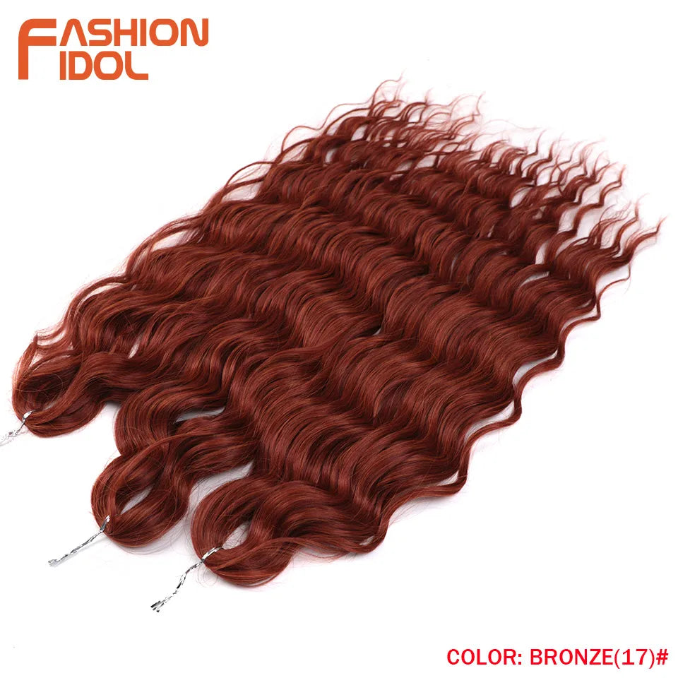 Loose Deep Wave Synthetic Braiding Hair Extensions - 24 Inch Water Wave, Ombre Blonde Twist Crochet
