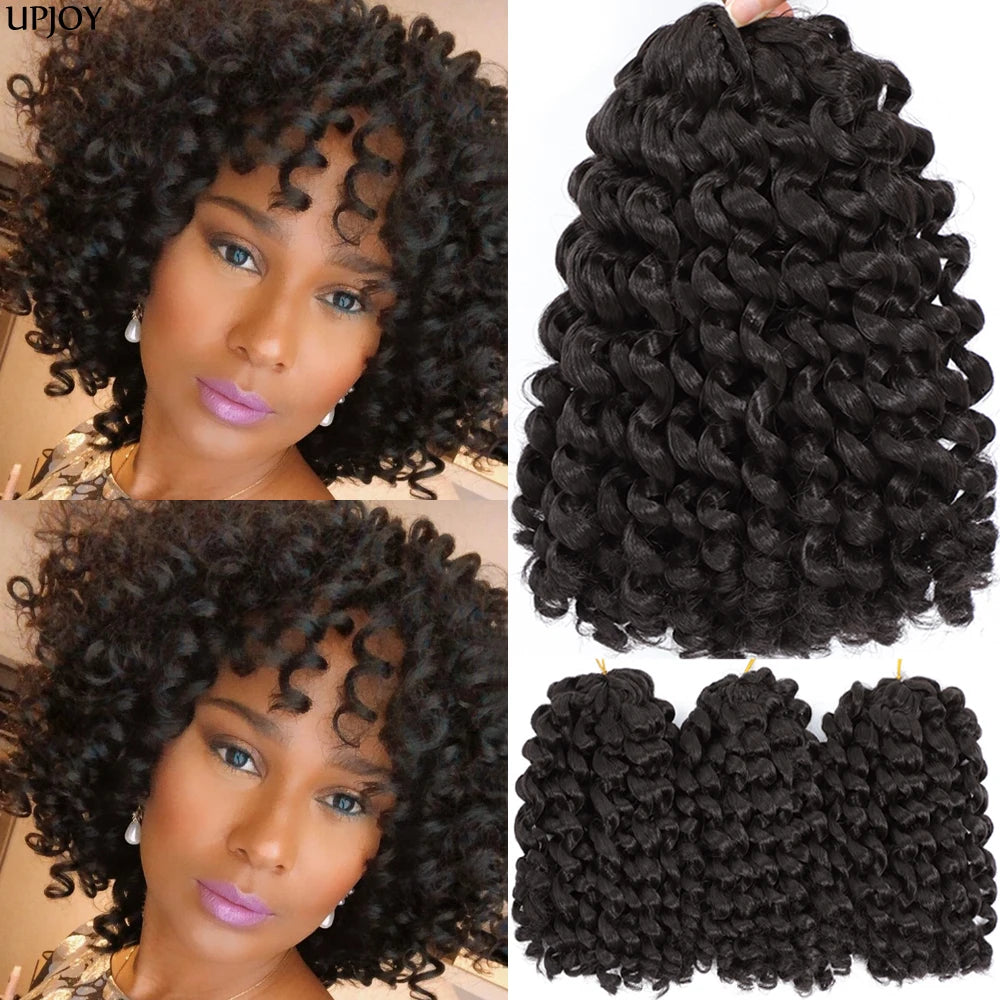 Jamaican Bounce Crochet Hair Jumpy Wand Curl Synthetic Braiding Extensions Ombre Brown