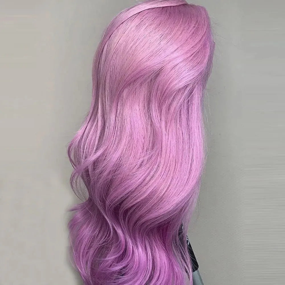 180% Density Brown Roots Ash Blonde Body Wave Lace Frontal Wig, 13x4, Ombre, Synthetic Blend