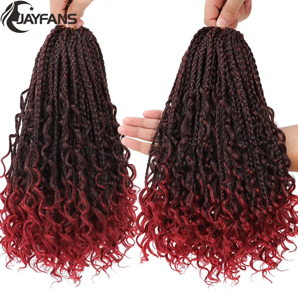 Boho Box Braids Crochet Synthetic Hair Goddess Curly Ends Bohomian