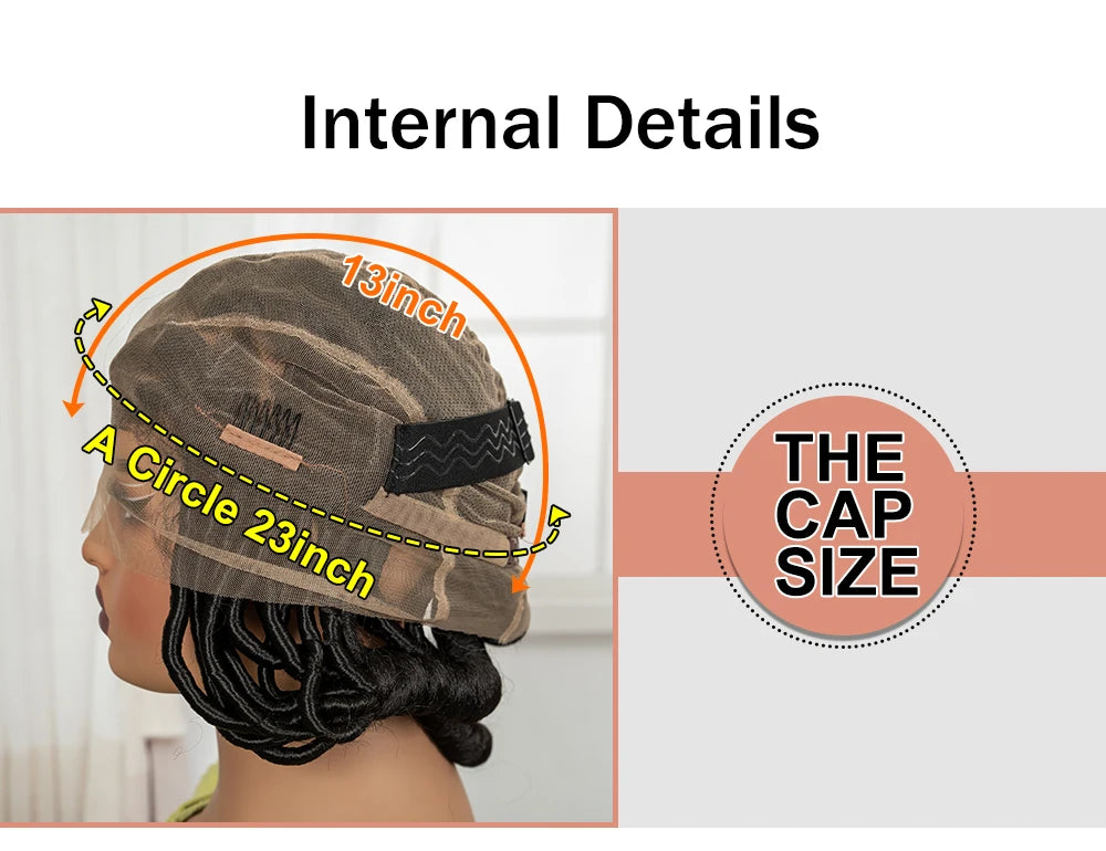 Bantu Braided Wigs Synthetic Full Lace Handmade Cornrow Natural Knotless Braids Baby