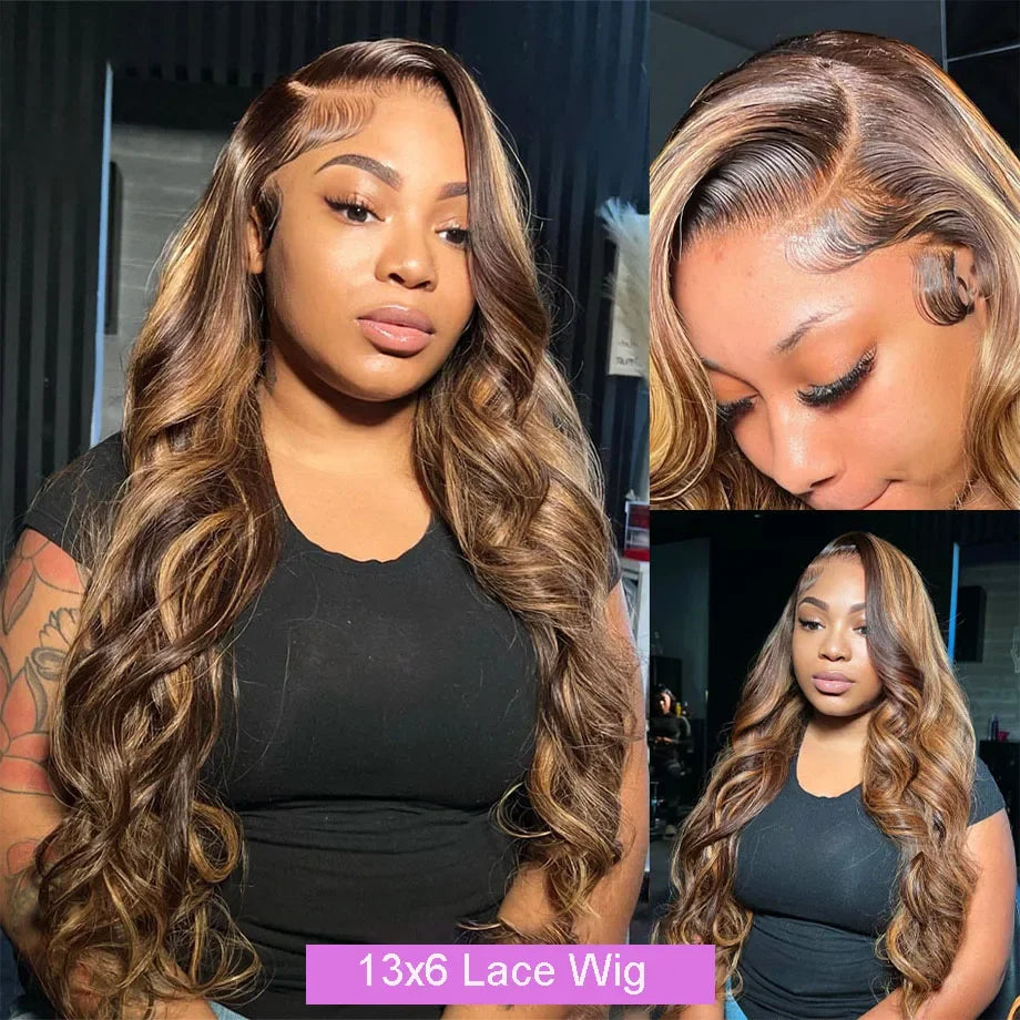 Highlight Transparent 13×4 13×6 Blond Body Wave Human Hair Wigs Pre Plucked