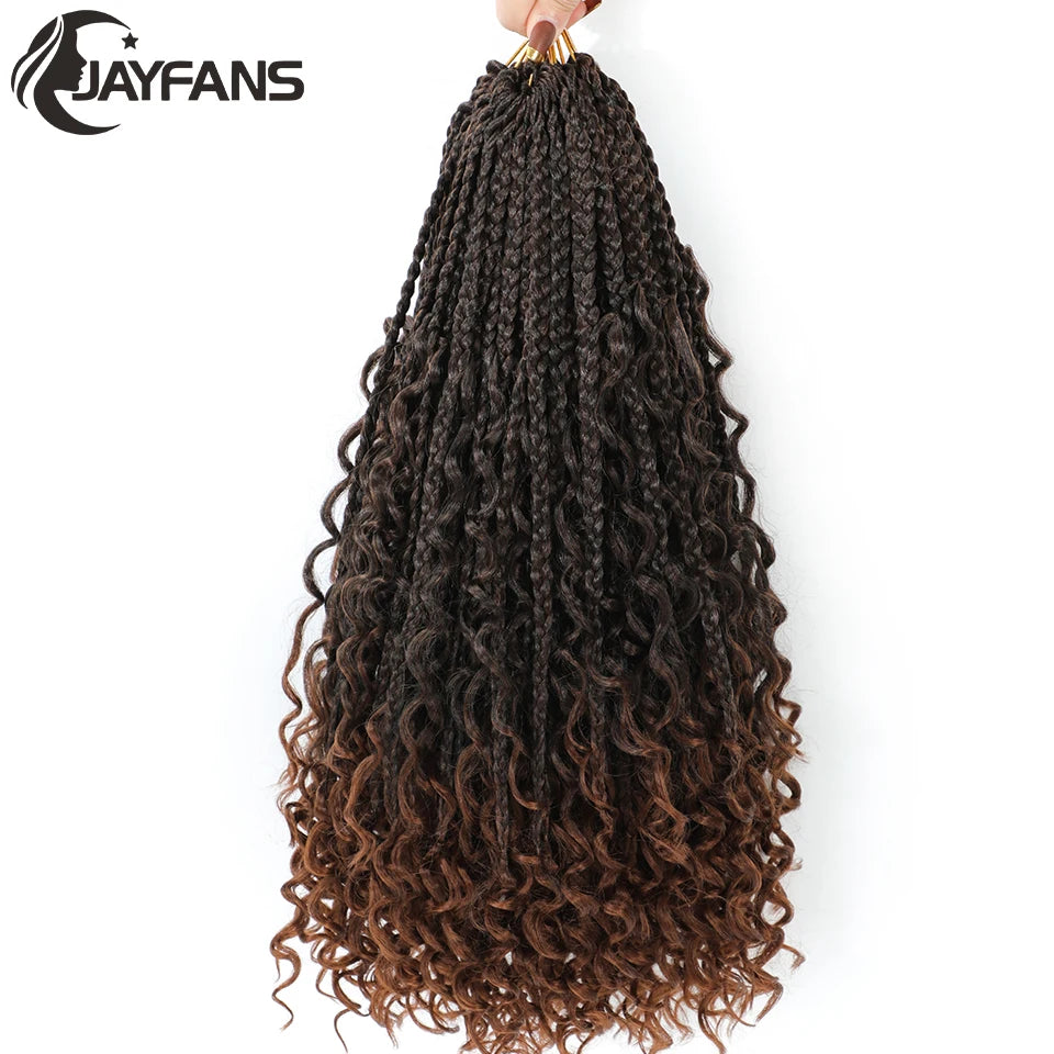 Boho Box Braids Crochet Synthetic Hair Goddess Curly Ends Bohomian
