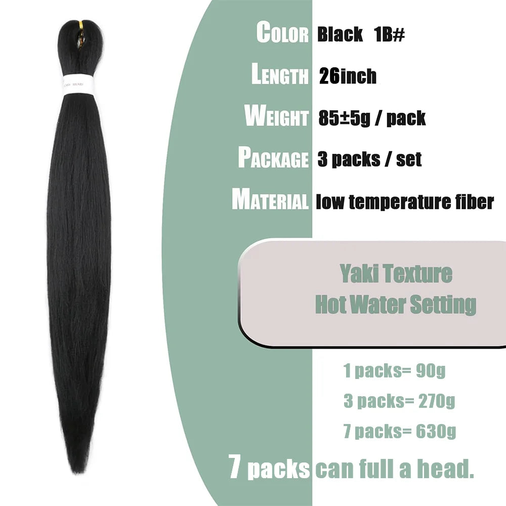 Prestretched Knotless Kanekalon Hair Long Straight Synthetic Box Braids Yaki Texture Water
