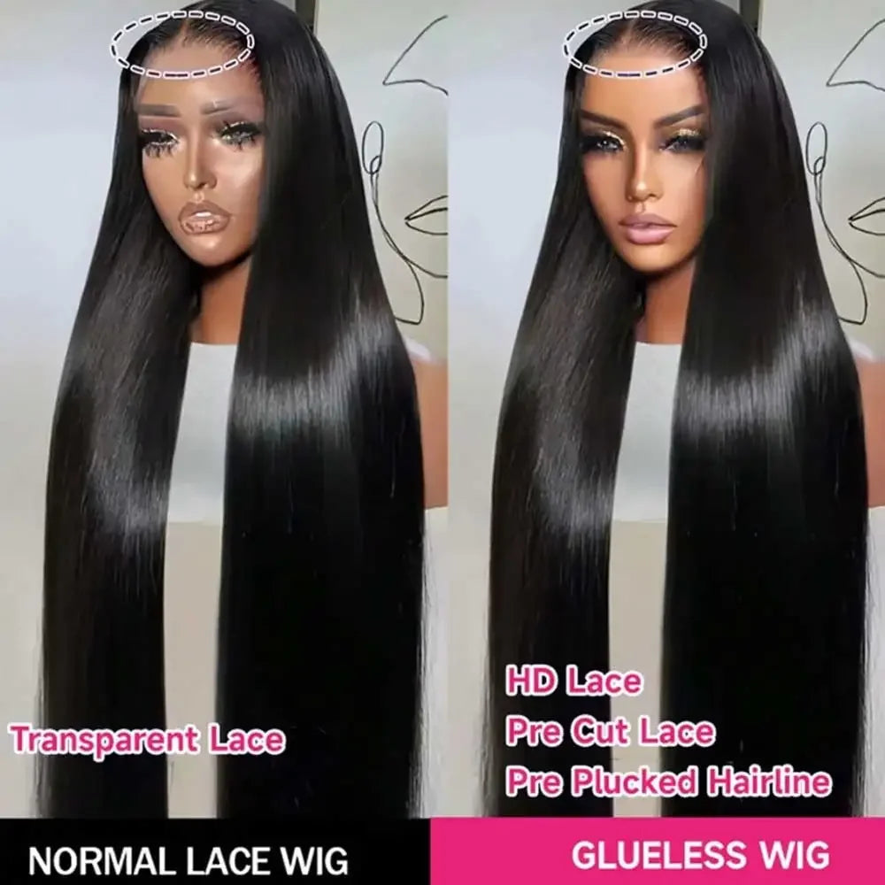 40 Inch Straight Human Hair HD Lace Frontal Wig, 13x4, Glueless, Pre-Cut, 250% Density
