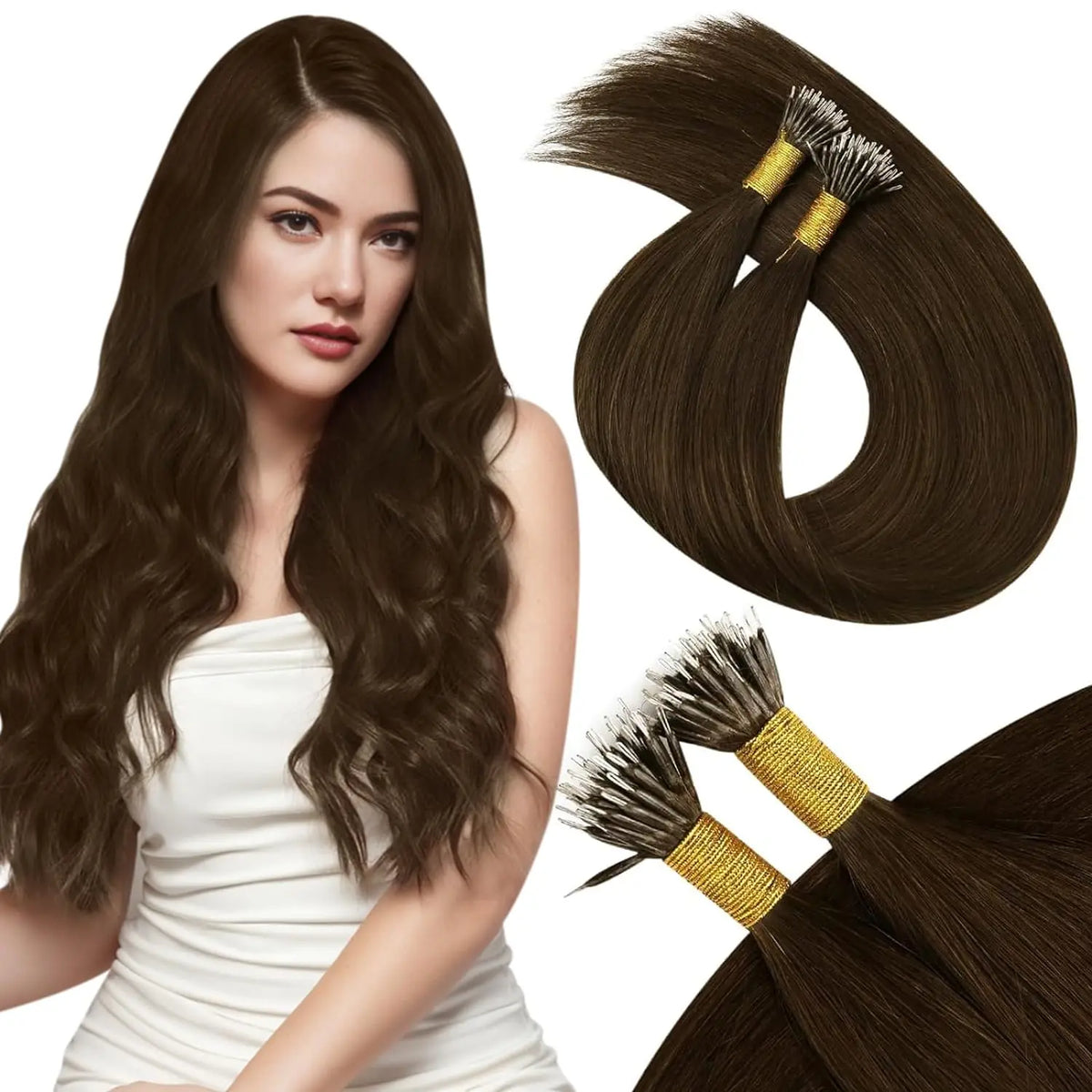 Nano Bead Hair Extensions Human Cold Fusion Tip Link 50G/50S Loop Pre