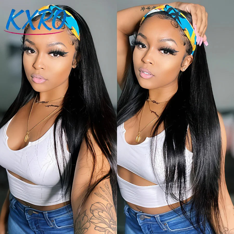 Deep Wave Curly Human Hair Wig Full Machine Made Half Headband