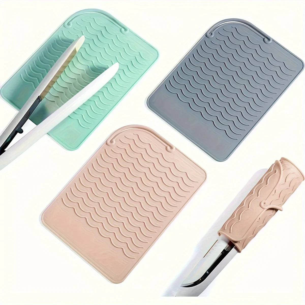 Silicone heat-resistant pad, suitable for hair styling tools such as curling irons and straighteners, as well as portable stylin