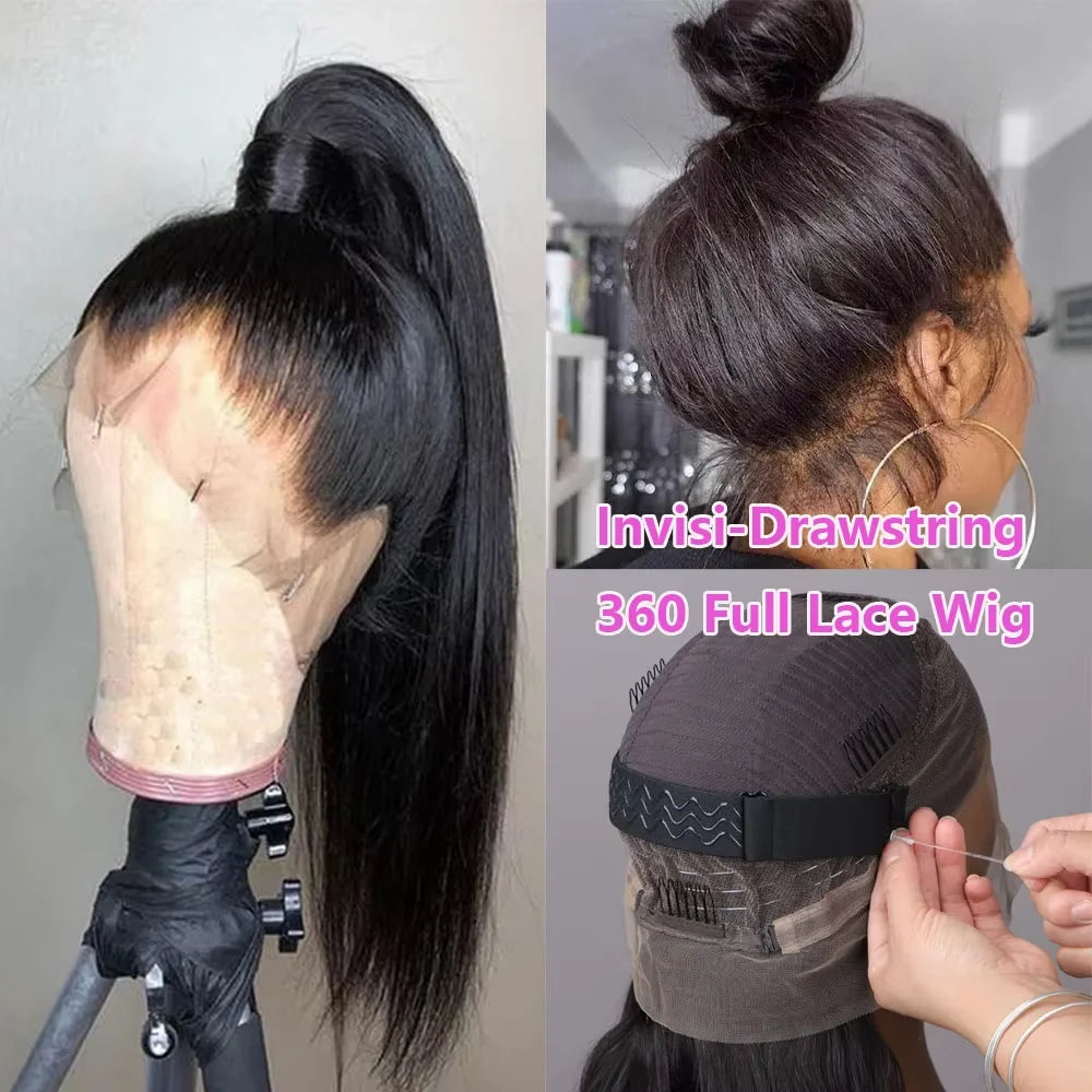 Invisible Strap Full Lace Glueless Wig Human Hair Straight, 13x4 HD Front