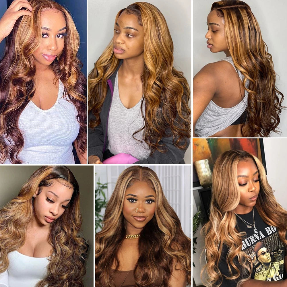 Highlight Transparent 13×4 13×6 Blond Body Wave Human Hair Wigs Pre Plucked