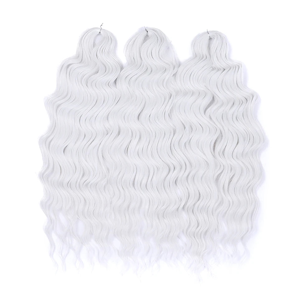 Loose Deep Wave Synthetic Braiding Hair Extensions - 24 Inch Water Wave, Ombre Blonde Twist Crochet