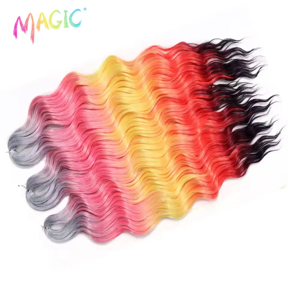 Water Wave Braiding Hair Extensions Ombre Blonde Deep Afro Curl Twist Crochet