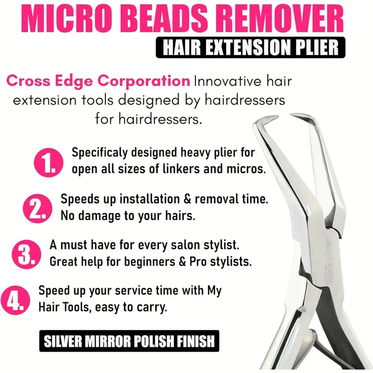 5.5 Hair Extension Tools Silver Microlink Bead Remover Plier Micro Ring Beads