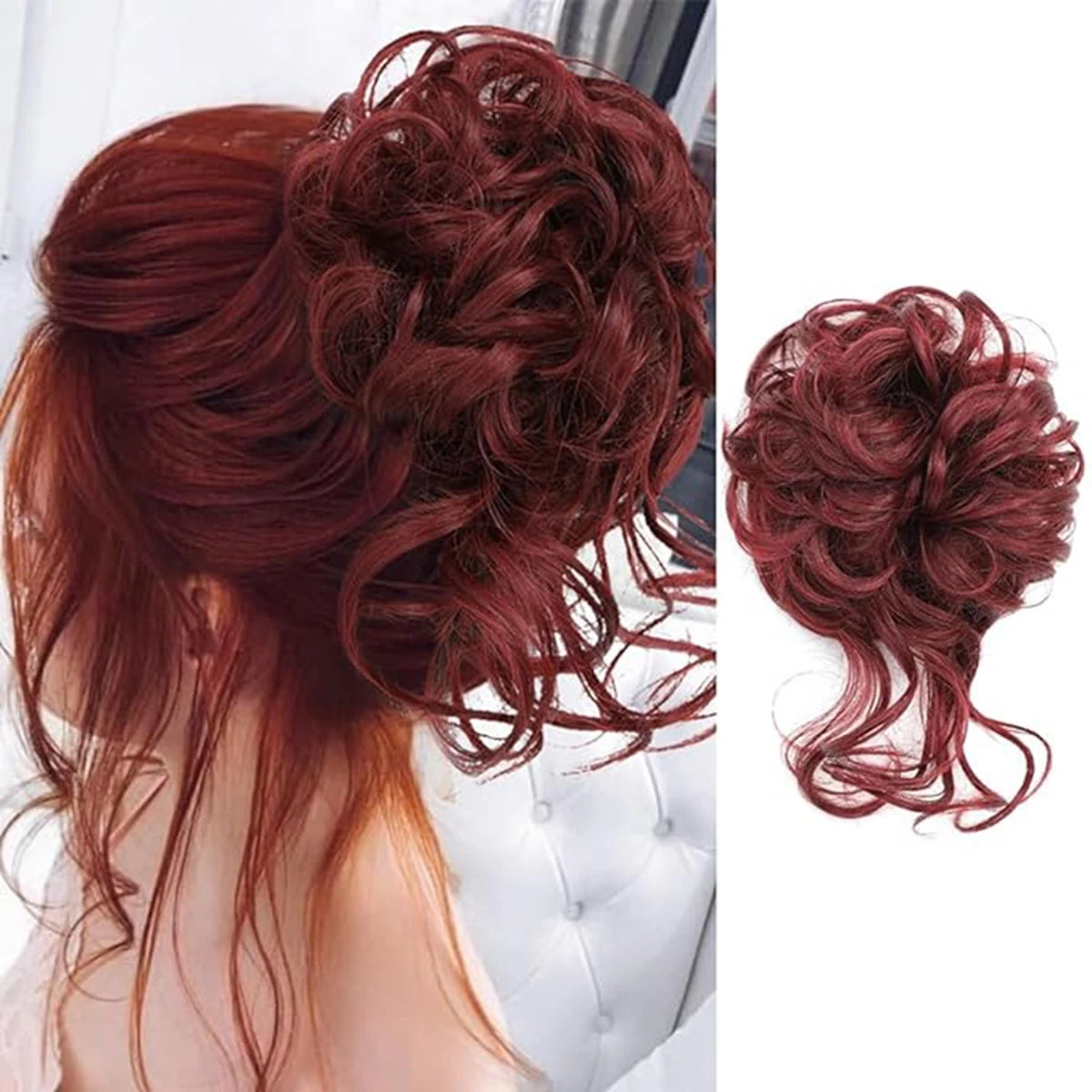 Synthetic Hair Bun Chignon Messy Curly Hairband Elastic Tight Hairpiece Women's Ring