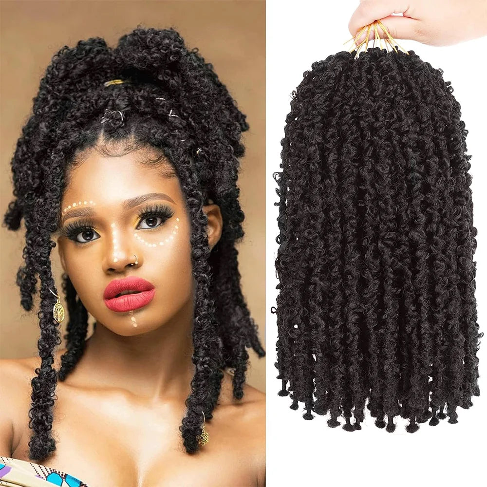 Pre-twisted Butterfly Locs Crochet Hair Short Bob Distressed Braids 1/6/8 Packs Synthetic