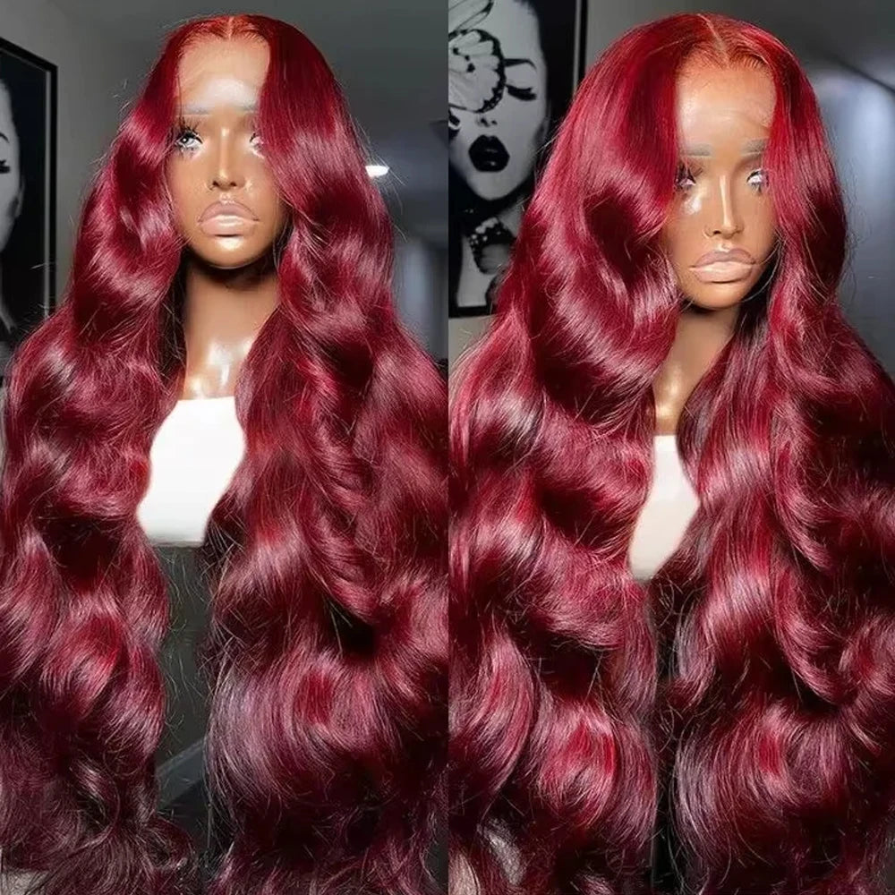 13x4 Chocolate Brown Body Wave Lace Front Wigs Heat Resistant Fiber Reddish