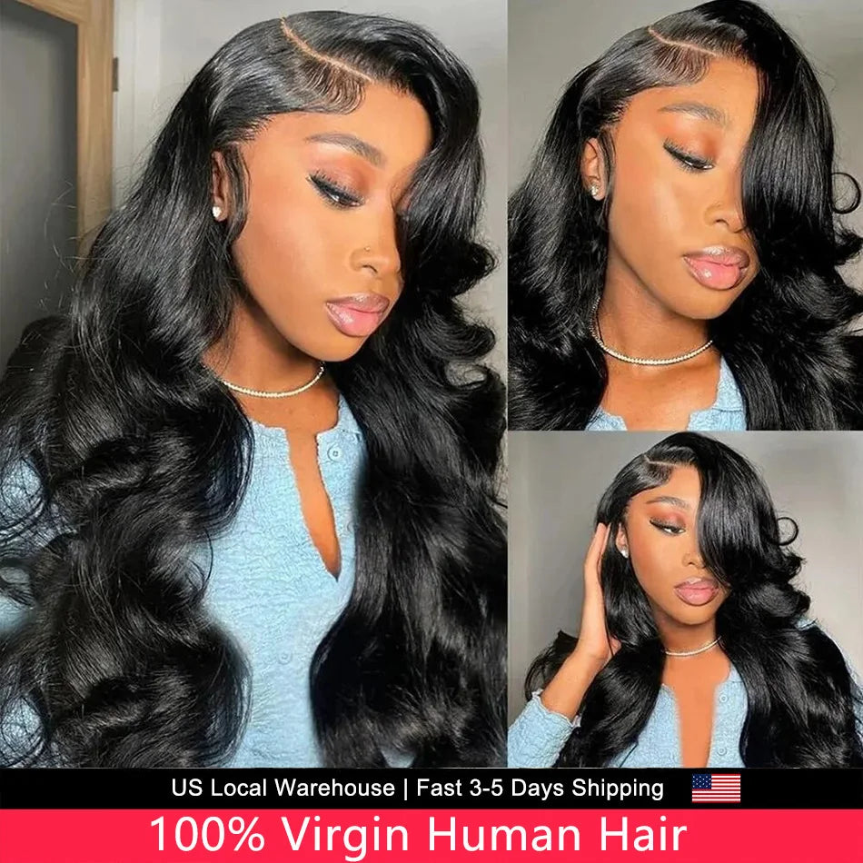 Body Wave 13x6 HD Lace Front Human Hair Wig, 250% Density, Pre-Plucked Glueless
