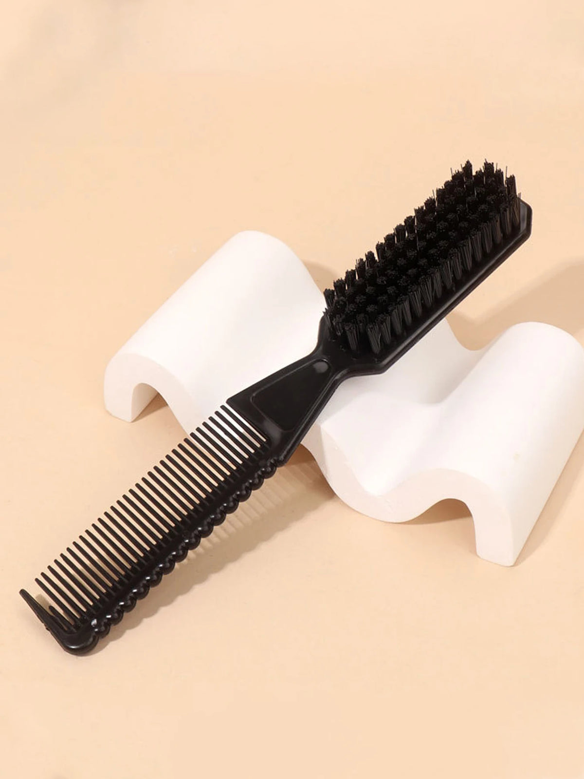 Double-Sided Comb Brush Wave Shaped Comb Professional Mustache Comb Brush Hairdresser Cleaning Brush