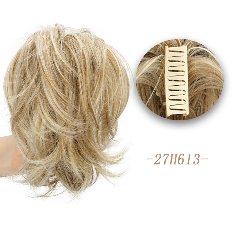 Synthetic Fake Hair Ponytail 8" Short Multi Layered Straight Claw On Clip
