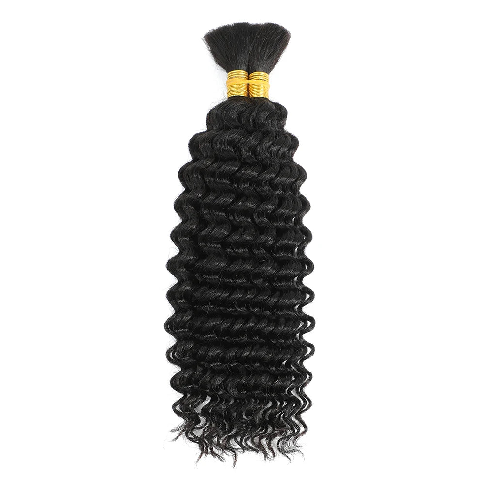 Deep Wave Bulk Human Hair Braiding Blonde Brown Curly Brazilian Extensions Micro