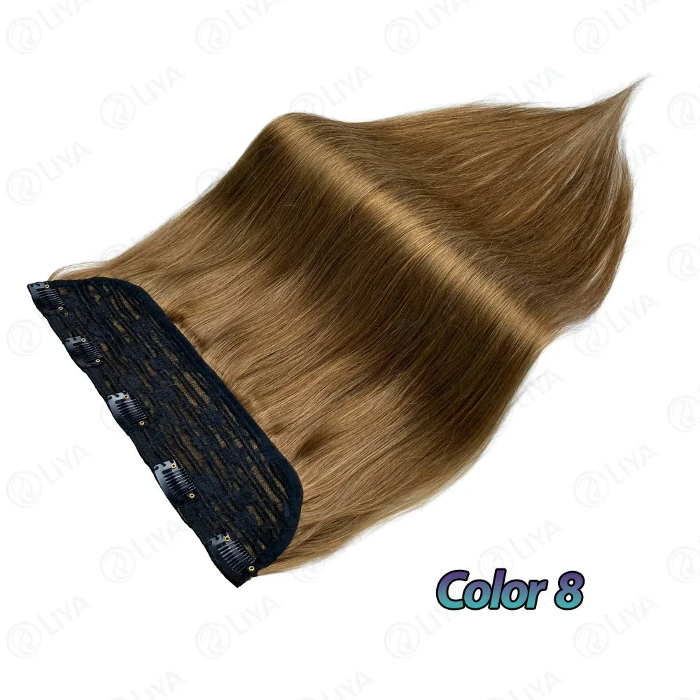 Light Brown Bone Straight Clip in Hair Extensions Full Head One-piece Human