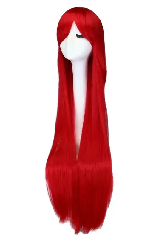 Long Straight Cosplay Wig Black Purple Red Pink Blue Dark Brown Cm