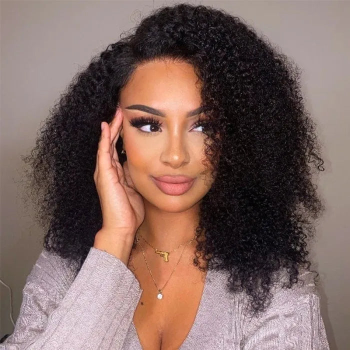 Afro Kinky Curly Human Hair Lace Front Wig — 13x4 Lace, Pre-Plucked