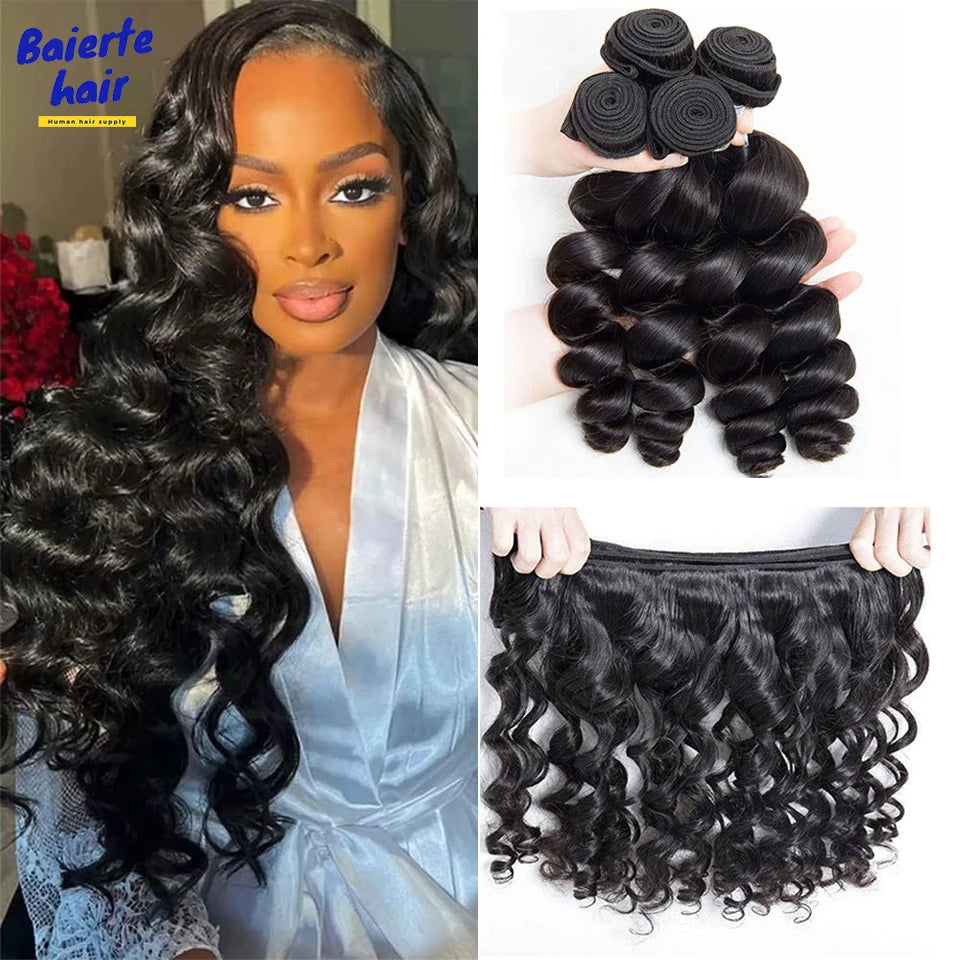 Loose Wave Bundle Human Hair Weave Unprocessed Virgin Wavy Weft Big Spiral