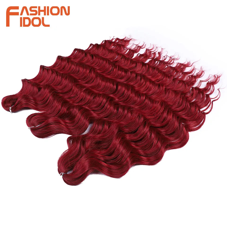 Loose Deep Wave Synthetic Braiding Hair Extensions - 24 Inch Water Wave, Ombre Blonde Twist Crochet