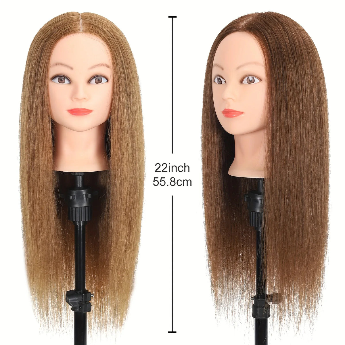 Human Hair Mannequin Head, 100% Real Perfect Hairdresser Practical Teaching Training Doll