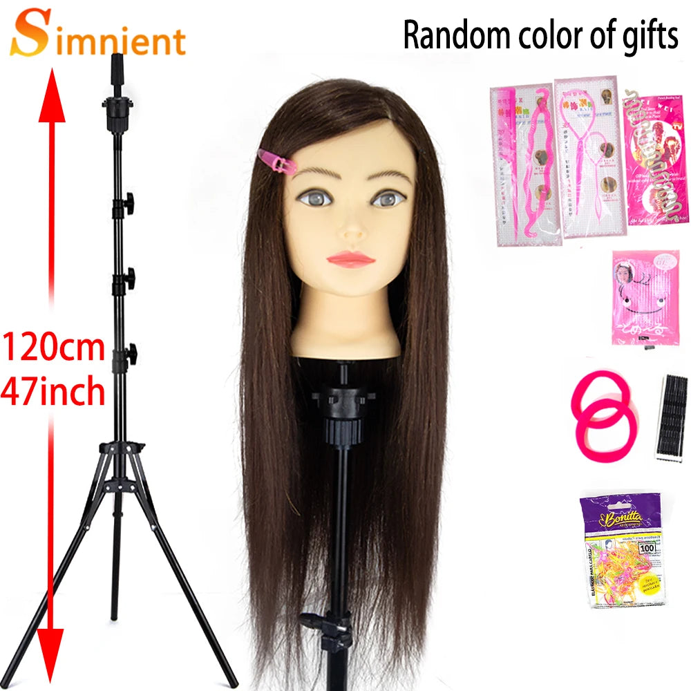 80% Real Hair Doll Head Hairstyle Professional Training Mannequin Styling To Practice