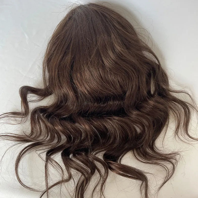 Hair Curly Replacement System 12INCH Long Toupee Fine Mono Lace Hairpiece, 8x10