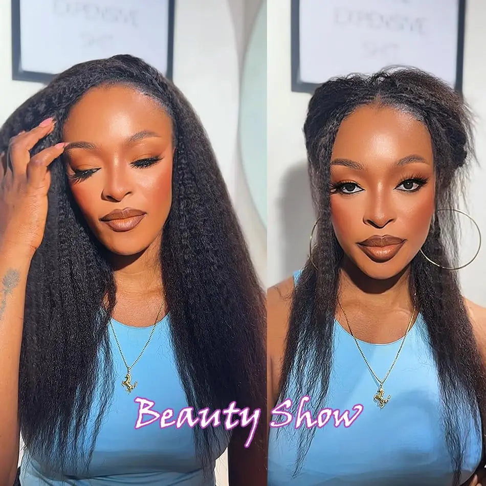 Kinky Straight Human Crochet Hair Extensions, 26-30 Inch, Pre-Separated Feather Crochet, Natural Black