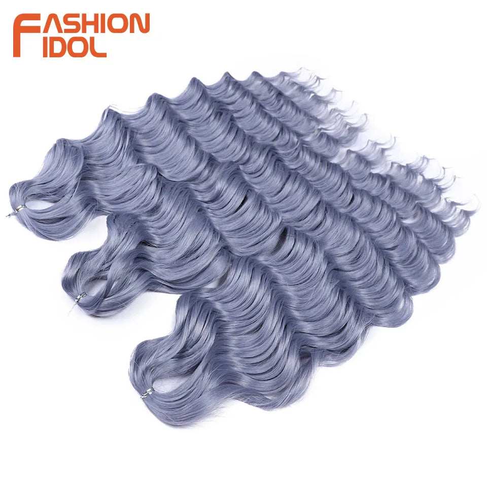 Loose Deep Wave Synthetic Braiding Hair Extensions - 24 Inch Water Wave, Ombre Blonde Twist Crochet