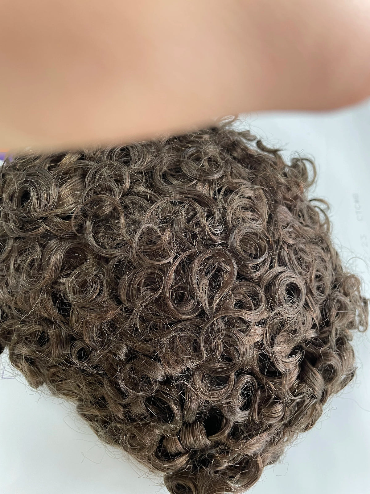 Men's 25mm Curly Ash Blonde Q6 Mesh Swiss Lace Front Toupee, 100%