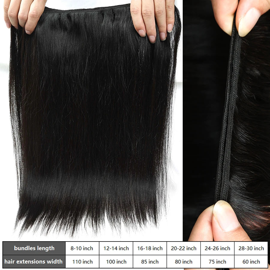 26Inch Human Hair Bundles 10A Brazilian Raw Weave Straight Extensions
