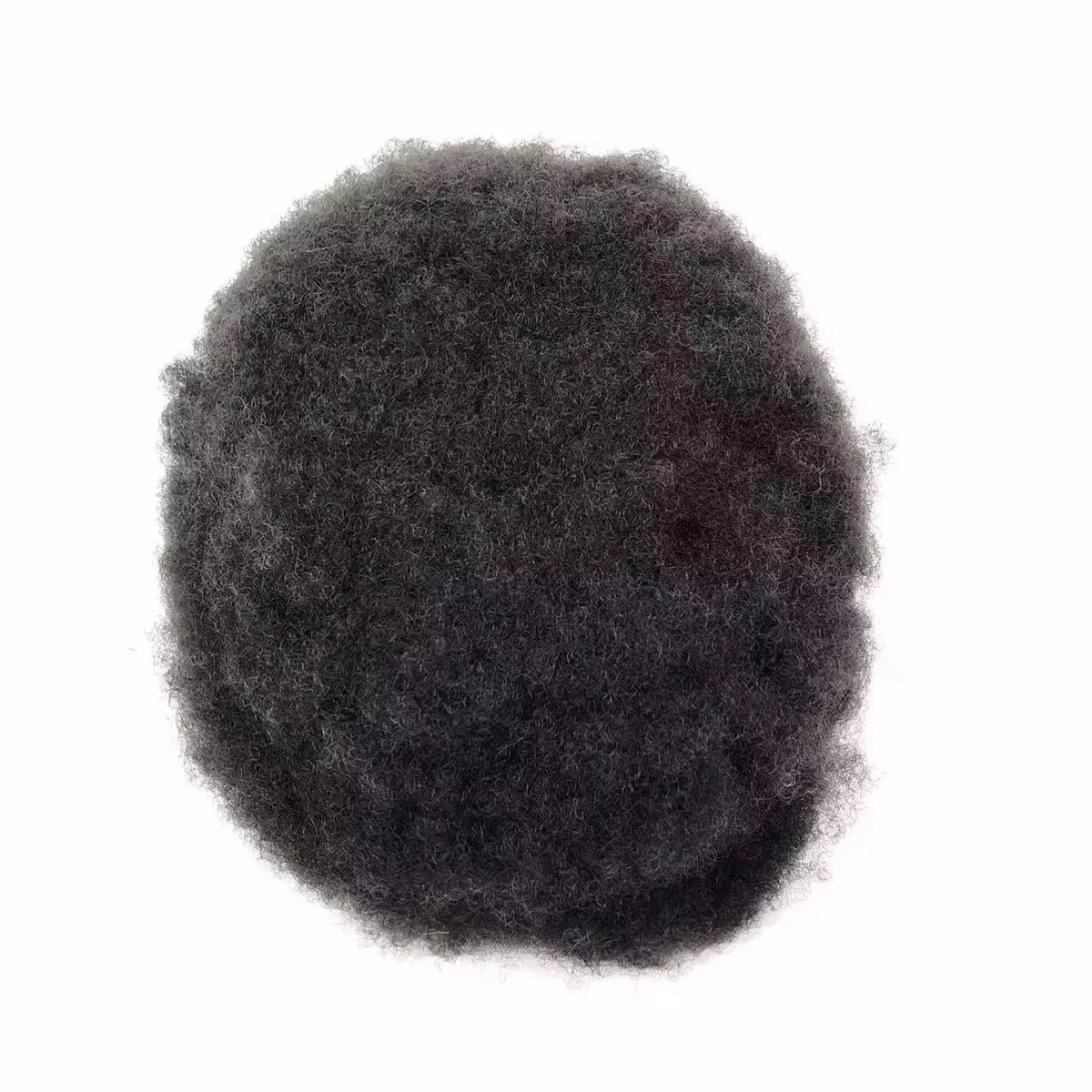 Grey Mix Black Men's Afro Tight Curly Toupee, Full PU, Indian Human Hair