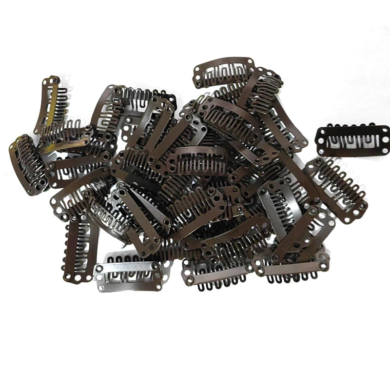 2.3cm-3.6cm Black Brown Color Wig Clips Snap Hair Extension Weft Pp Hairpins